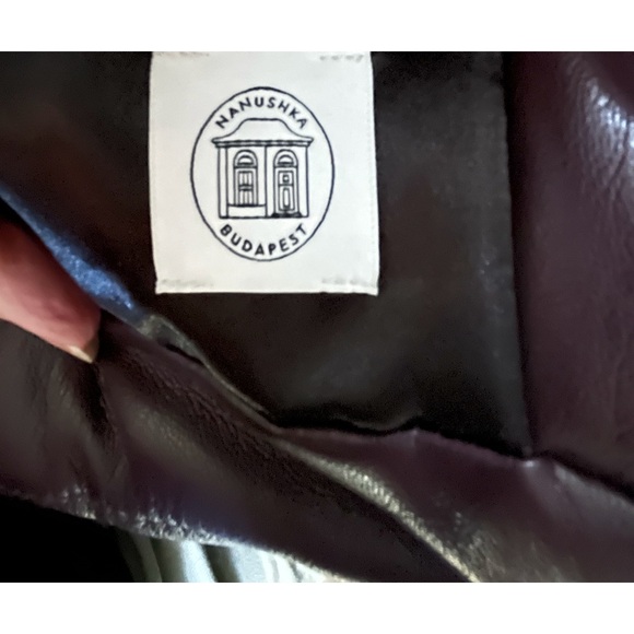 Nanushka Vegan Leather Modern Puffer Vest in AubergineFeels like BUTTAH! - Picture 11 of 12